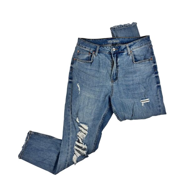 Wild Fable High Rise Mom Jeans Womens Size 10 Distressed Light Wash Blue Denim - Picture 1 of 13